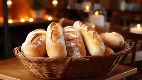 Rustic Bread Basket with Candles - Food Photography