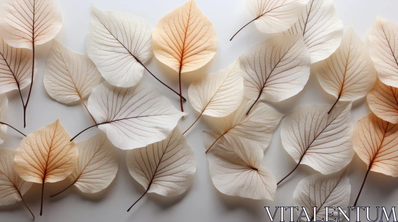 Tranquil White and Cream Leaves Flat Lay AI Image