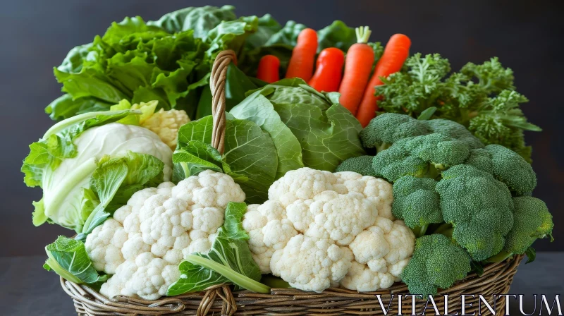 Fresh Vegetables in Wicker Basket - Colorful and Crisp AI Image