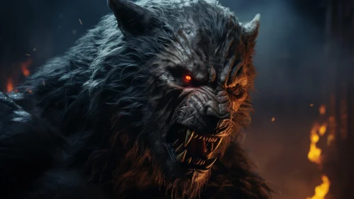 Sinister Werewolf Portrait - Dark and Moody Image