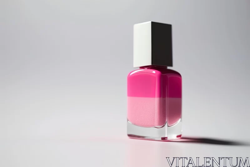 Captivating Pink Nail Polish Bottle on White Surface - Contrasting Lights and Darks AI Image
