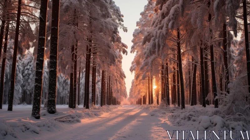Enchanting Winter Forest Photography AI Image