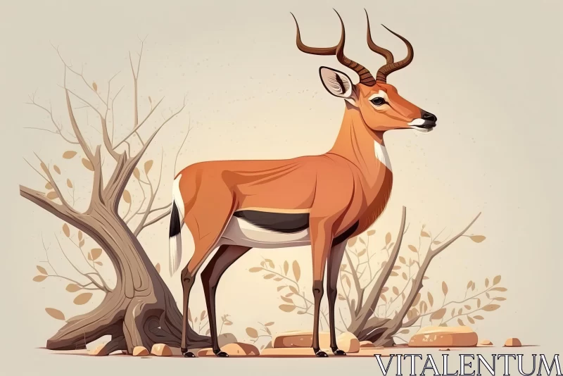 Majestic Antelope Illustration in Natural Setting | Exquisite Character Design AI Image