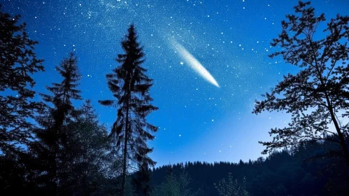 Stunning Night Sky with Comet and Stars