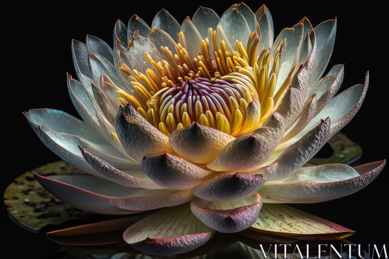 Intensely Detailed Waterlily in Twilight - Hyperrealistic Wildlife Art AI Image