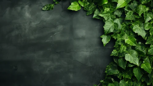 Dark Green Wall with Plant - Natural Background Photo