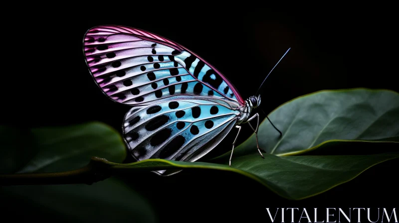 Exquisite Butterfly on Green Leaf AI Image