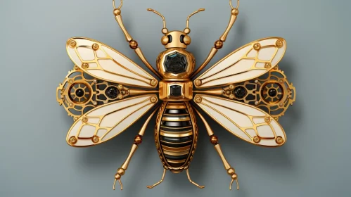 Intriguing Steampunk Bee 3D Rendering