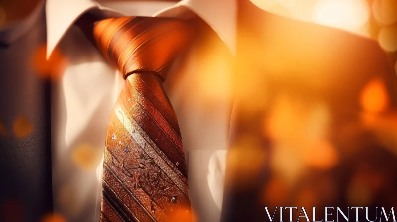 AI ART Stylish Orange Floral Tie Close-Up Photo
