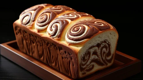 Delicious Chocolatey Bread Spiral Pattern on Cutting Board