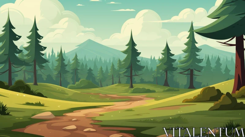 Enchanting Forest Vector Illustration AI Image