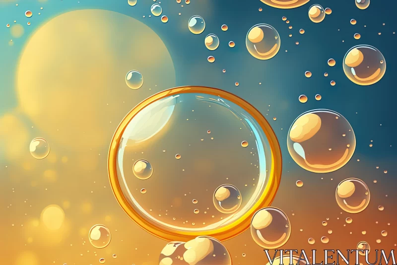 Golden Ring in Water: Cartoon Abstraction Artwork AI Image