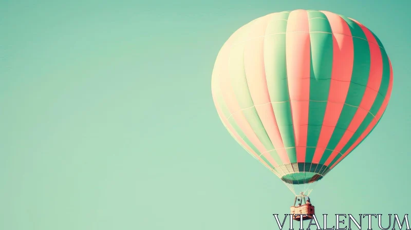 Pink and Green Hot Air Balloon Flight AI Image
