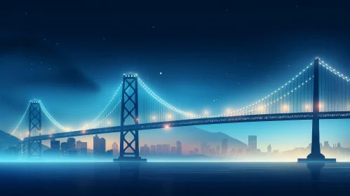 San Francisco Bay Bridge Night Scene