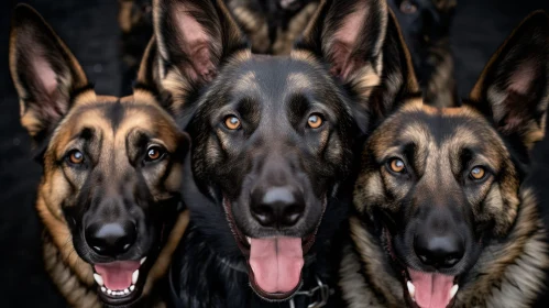 Three German Shepherd Dogs - Playful Pose