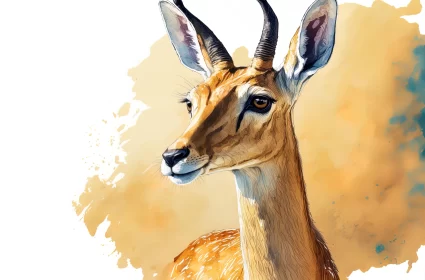 Antelope Painting - Digital Artwork with Clean Inking