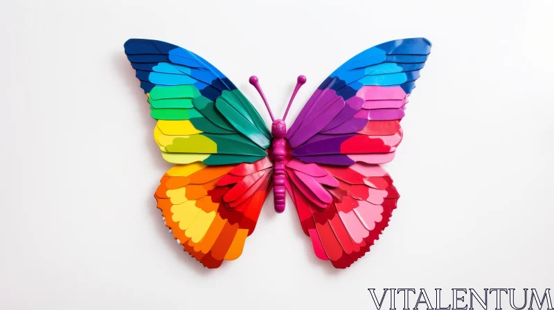 Colorful Metal Butterfly Sculpture - Rainbow Wings AI Image
