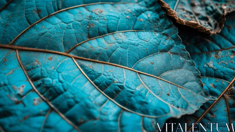 Detailed Blue Leaf Texture Close-Up AI Image