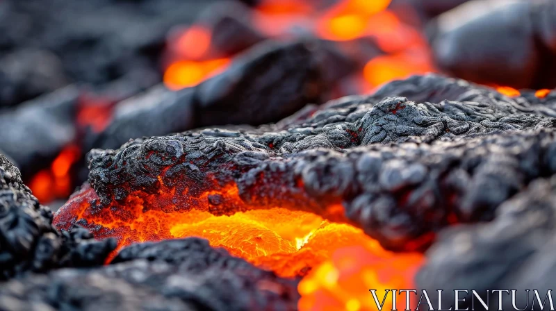 Glowing Molten Lava from Volcano AI Image