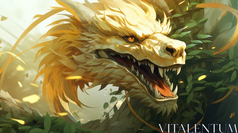 Golden Dragon Digital Painting AI Image