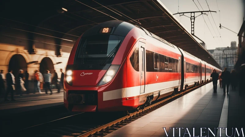 Modern High-Speed Train at Railway Station AI Image