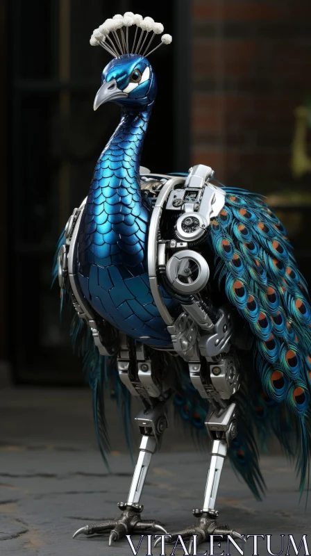 Steampunk Peacock 3D Rendering - Detailed Metal Feathers AI Image