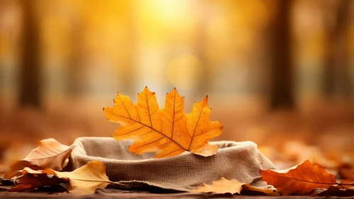 Tranquil Autumn Scene with Maple Leaf and Sunlight