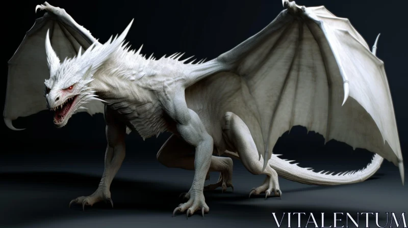 White Dragon 3D Rendering - Fantasy Creature Artwork AI Image