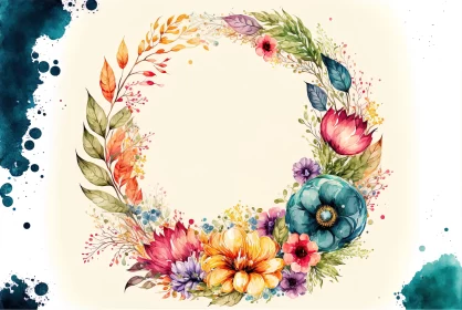 Captivating Watercolor Wreath with Vibrant Flowers