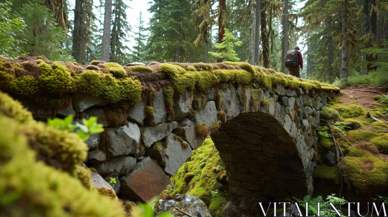Enchanting Stone Bridge in a Lush Forest AI Image