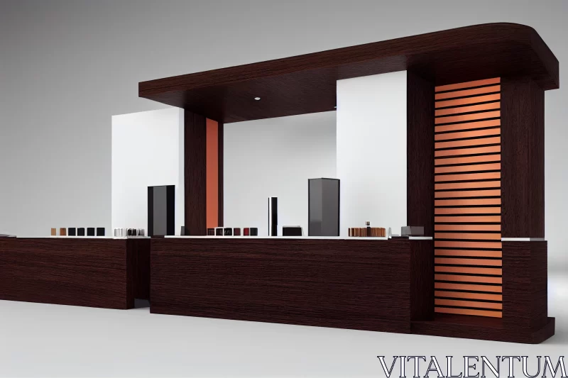 Modern Wood Counter with Lipstick Holders | Dark Brown and Dark Amber AI Image