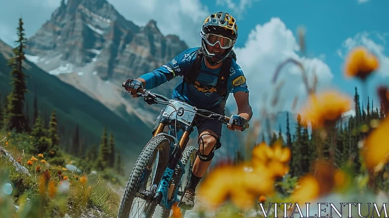 Thrilling Mountain Biking Adventure AI Image
