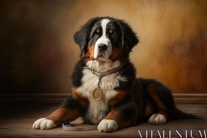 Captivating Realistic Portrait of a Bernese Mountain Dog AI Image