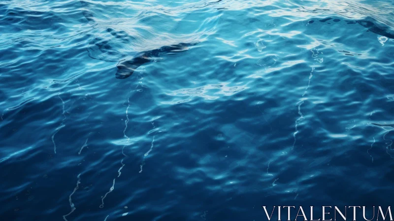 Deep Blue Ocean with Shark Swimming Near Surface AI Image
