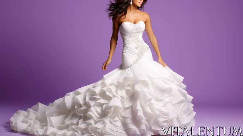 Elegant White Wedding Dress - Bridal Fashion Model AI Image