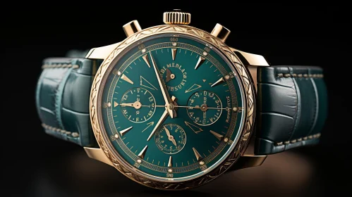 Luxury Green Dial Wristwatch with Gold Case and Diamonds
