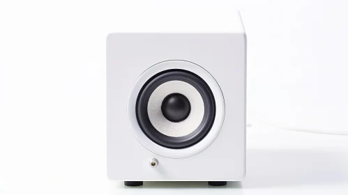 Minimalist Cube-shaped Speaker on White Table