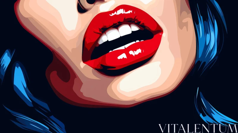 Woman's Glossy Red Lips Close-Up AI Image