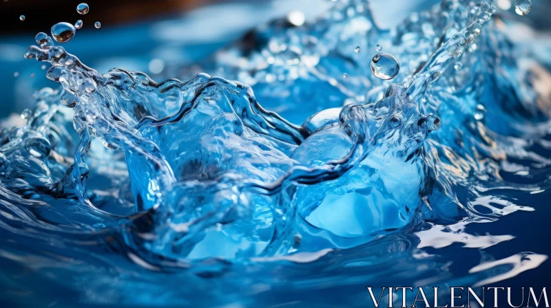AI ART Clear Blue Water Droplets Splash - Close-Up Image