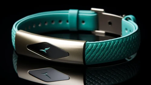 Sleek Silver Fitness Tracker with Green Strap on Black Background