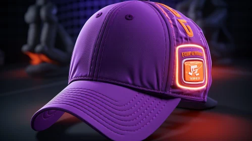 Purple Baseball Cap with Orange Brim | 3D Rendering