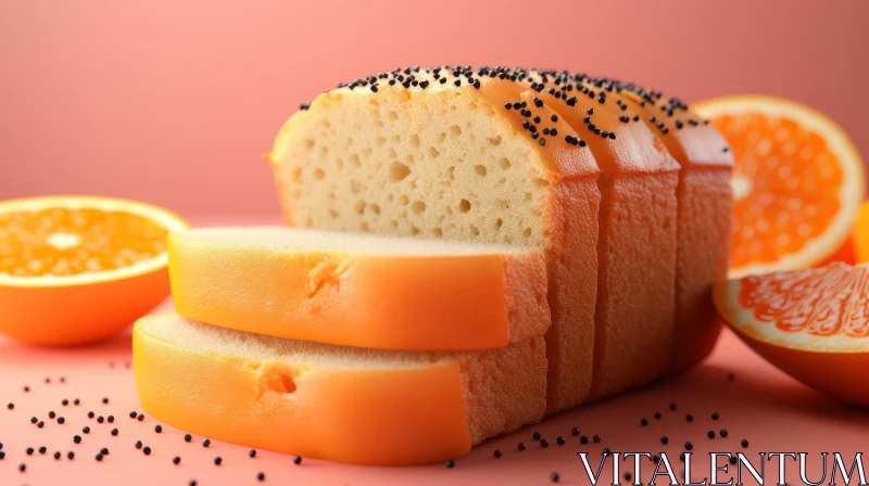 AI ART Delicious Orange Loaf Cake with Poppy Seeds | Food Art