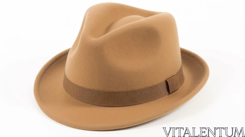 AI ART Elegant Brown Fedora Hat with Ribbon
