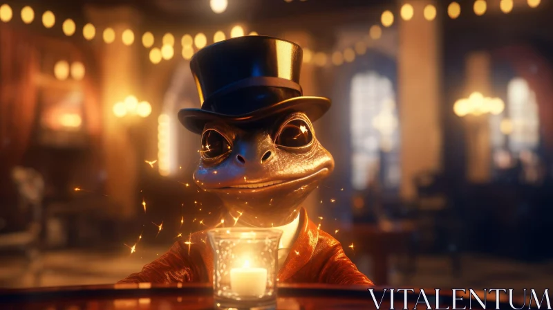 AI ART Enchanting Frog in Top Hat and Red Coat