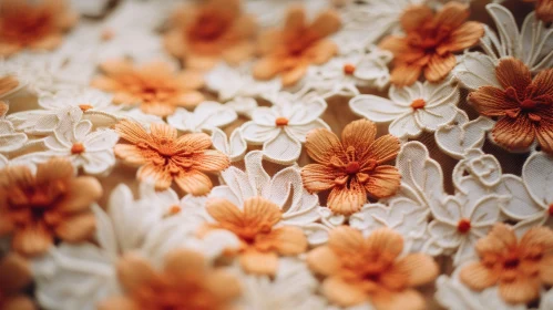 Intricate Floral Embroidered Fabric Close-Up