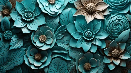 Serene Blue and Green Floral Composition