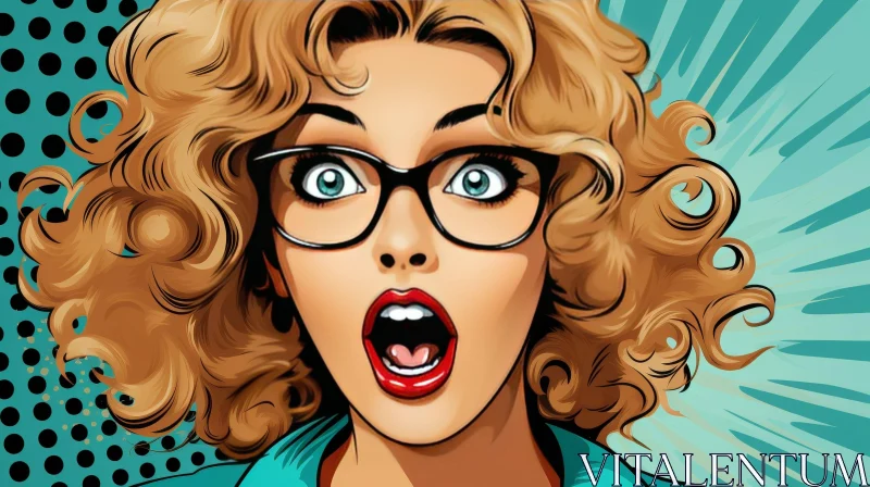 Surprised Woman Vector Illustration | Pop Art Style AI Image