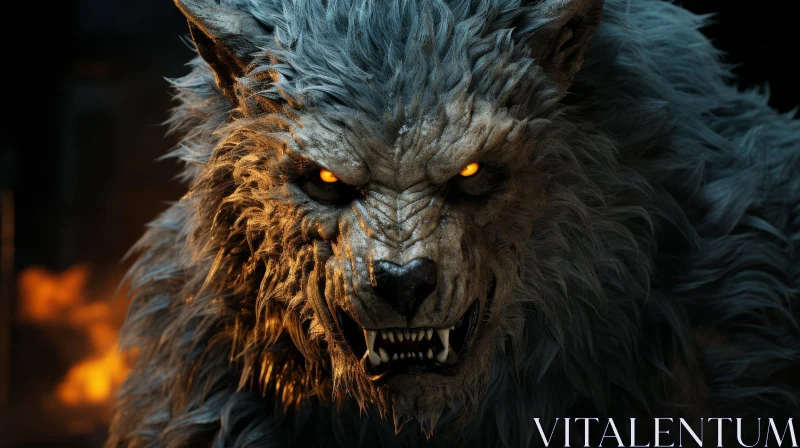 Terrifying Werewolf Close-up | Bloodied Creature Snarling AI Image