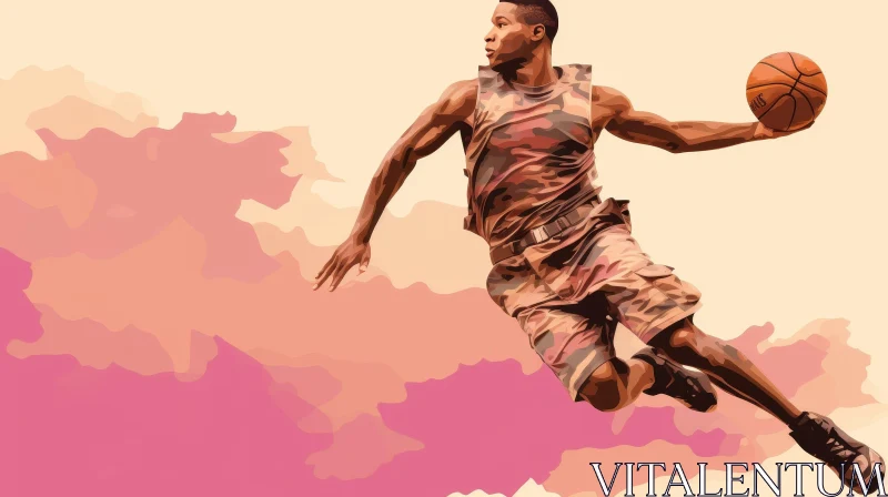 AI ART Basketball Player Dunking Digital Painting
