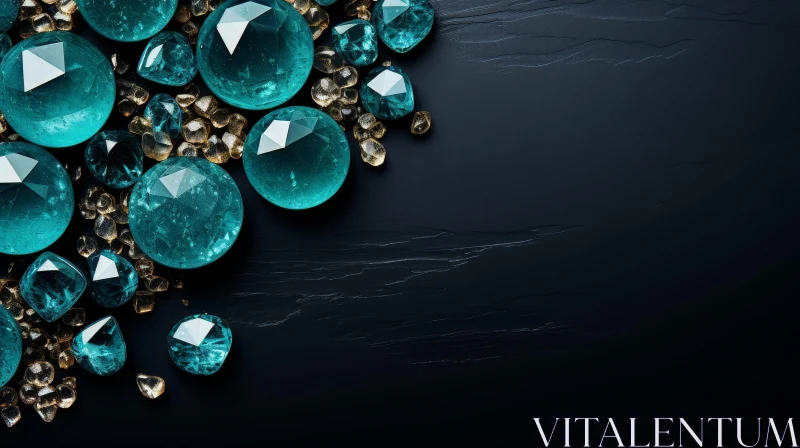 Blue Gemstones on Dark Blue Background AI Image
